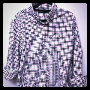 Polo Men’s Button Down Light Pink & White Plaid XL